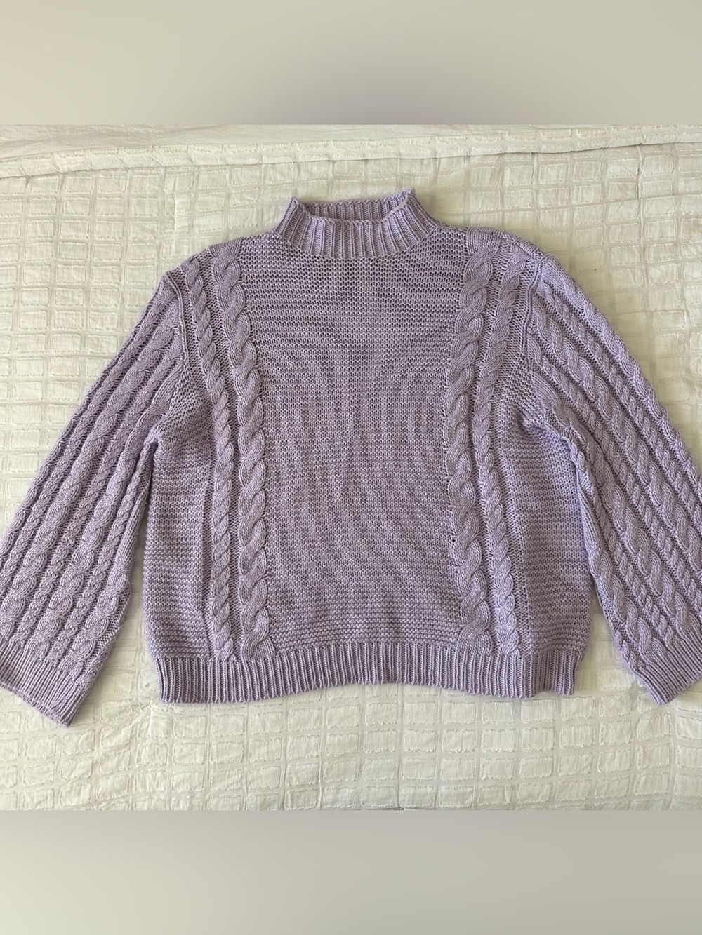PrettyLittleThing Lilac Cable Knit Oversized Sweatshirt
